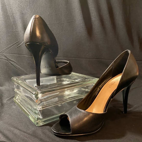 Nine West black open toe heel pumps - Picture 4 of 9